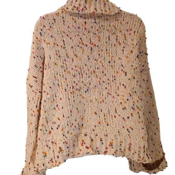 POL beige oversize confetti turtleneck sweater boxy cropped size S - Picture 4 of 7